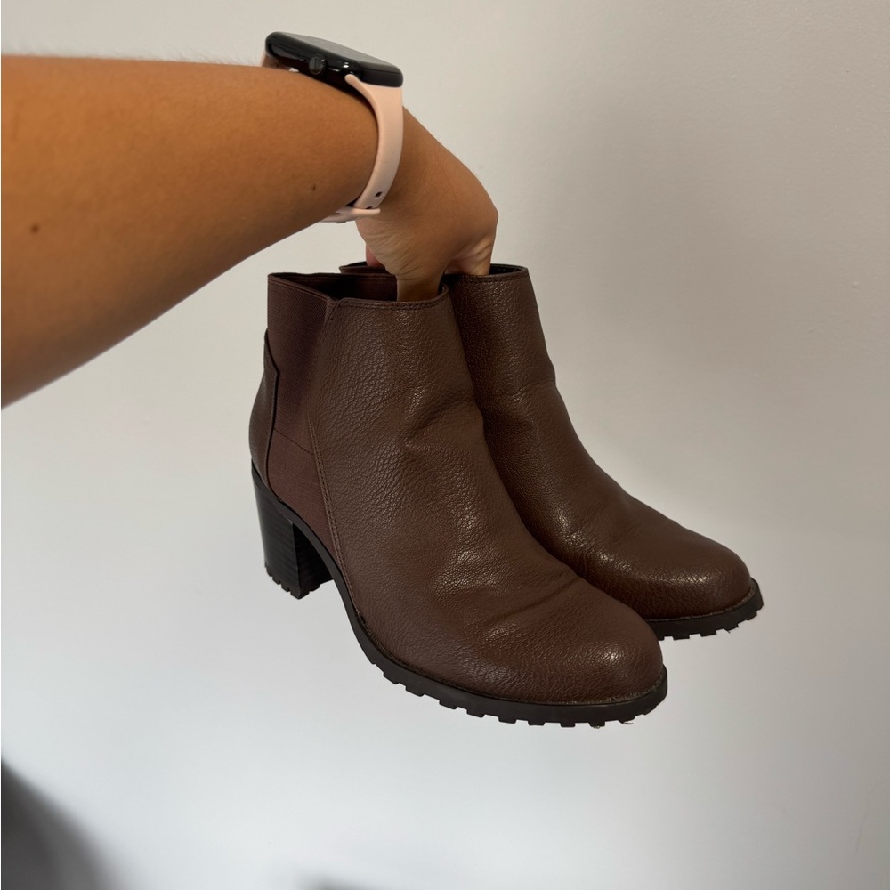 Aerosoles Brown Leather Ankle Boots Size 7.5 | Block Heel Lug Sole